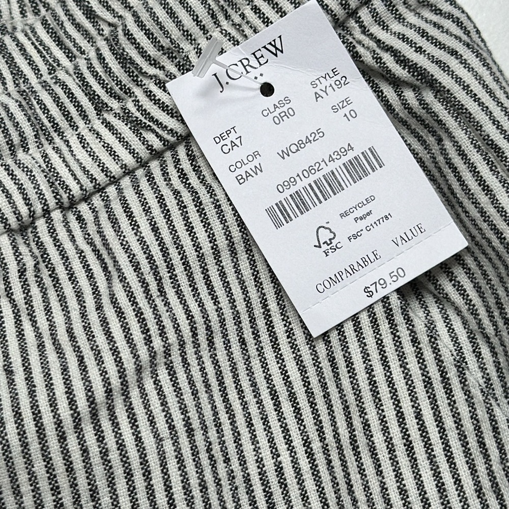 J.Crew NWT Linen/cotton blend striped pants Size 10 - Picture 2 of 6